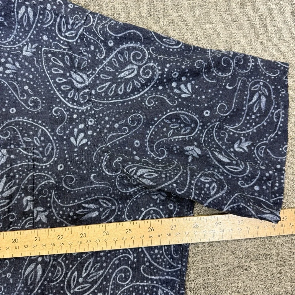 Vtg Polo Ralph Lauren Cambridge Linen Shirt Men's‎ XL Blue Paisley 1/2 Button Up
